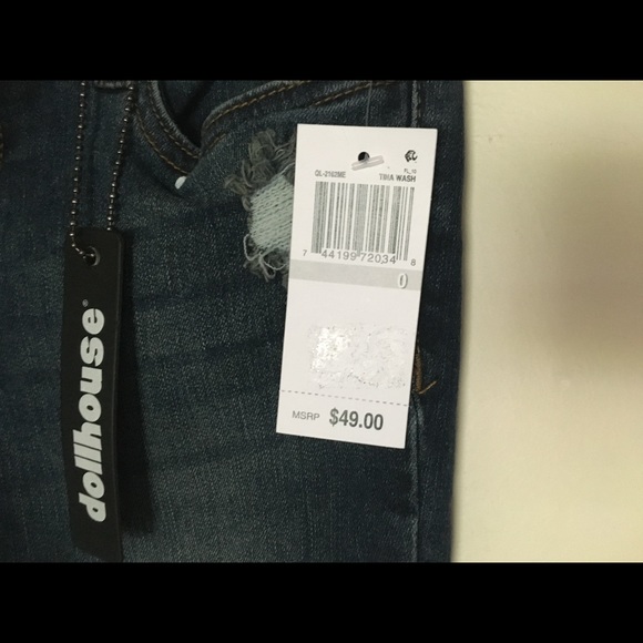 Dollhouse Juniors Tina Wash Paint Splatter Jeans - Picture 5 of 8